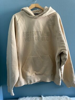 Fear of God Essentials Unisex Pullover Beige Oversized Hoodie